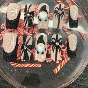 Festive Black and White Nail Art Set